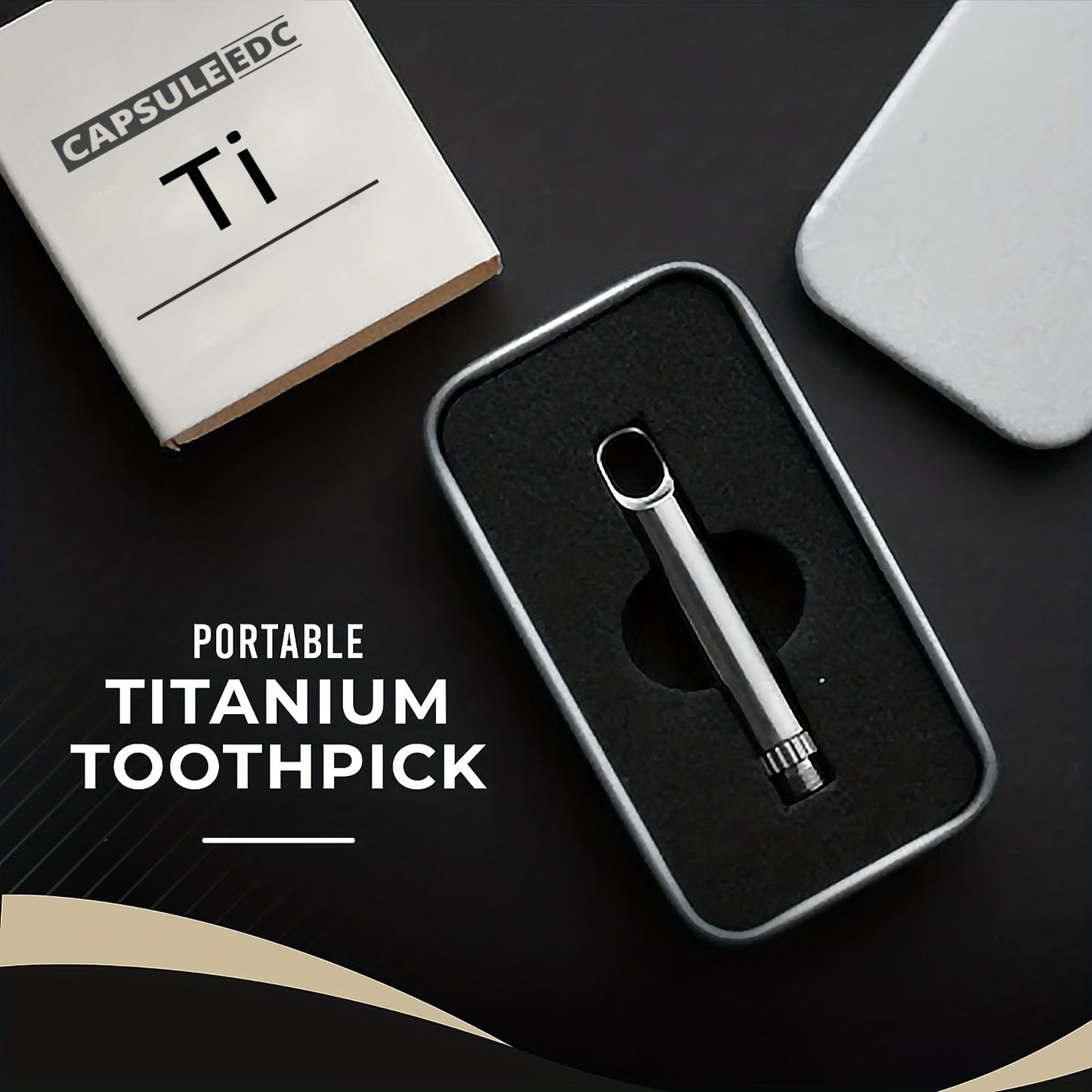 1pcs Titanium Toothpick, Keychain Holder Portable Metal Travel Toothpick, Eep Cleaning Dental Floss Toothpick